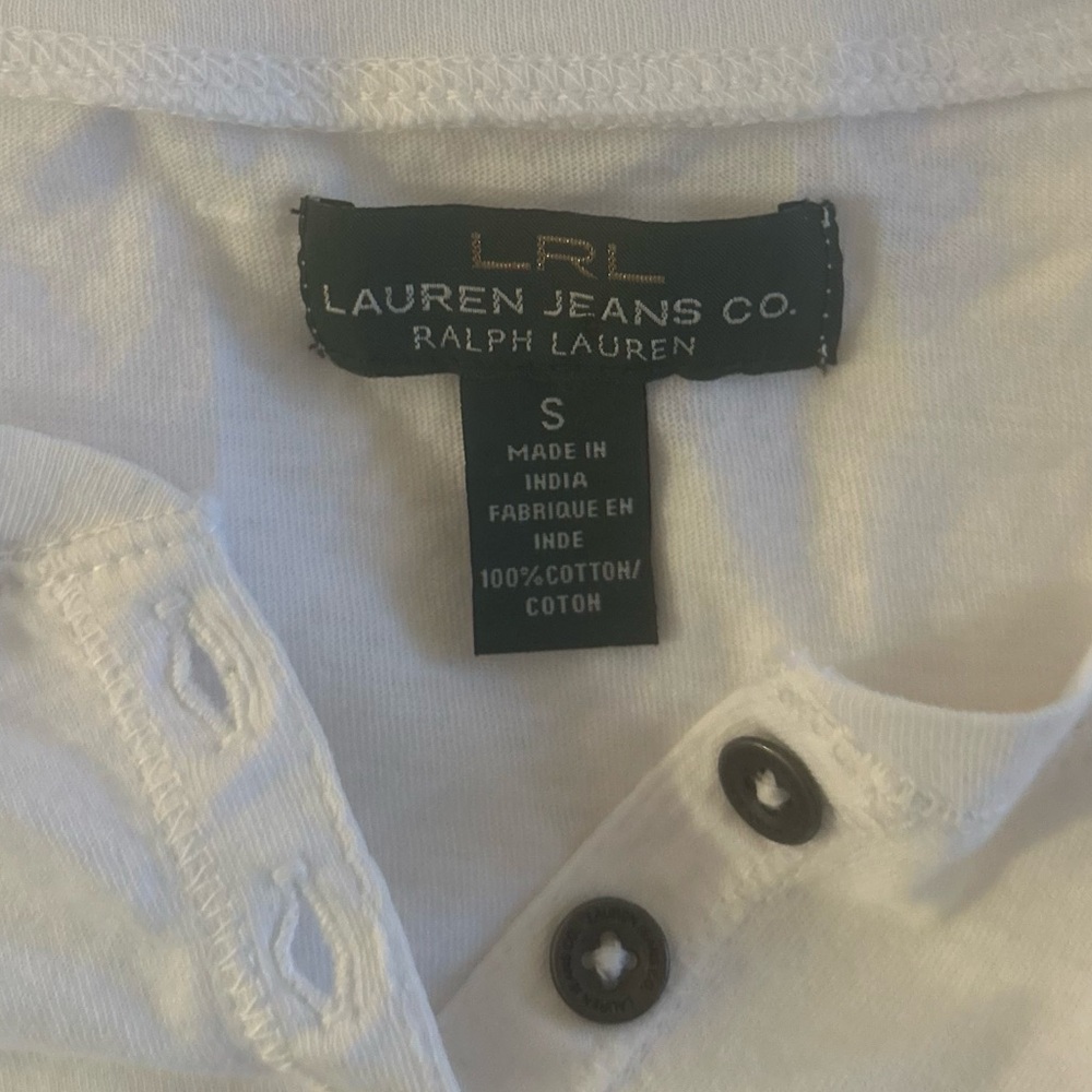 Ralph Lauren Cotton lace embellished half button top S - Picture 3 of 9